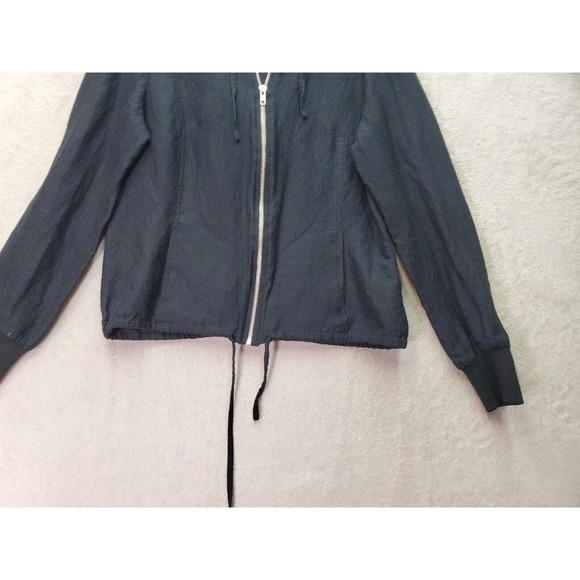H&M Jacket Womens Size 6 Black Pockets Long Sleeve Hooded Drawstring Full Zipper - Picture 3 of 9